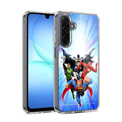 Justice League DC Comics Airbrushed Heroes Blue Purple Soft Gel Case for Samsung Galaxy A17 4G / 5G