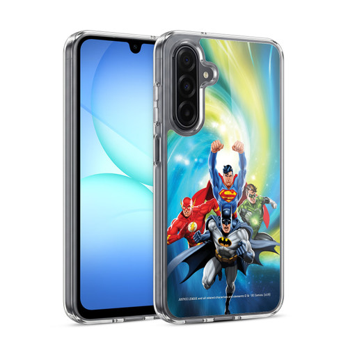 Justice League DC Comics Airbrushed Heroes Galaxy Soft Gel Case for Samsung Galaxy A17 4G / 5G
