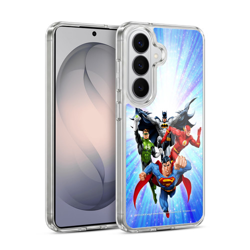 Justice League DC Comics Airbrushed Heroes Blue Purple Soft Gel Case for Samsung Galaxy S26