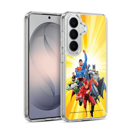 Justice League DC Comics Airbrushed Heroes Yellow Soft Gel Case for Samsung Galaxy S26 Plus