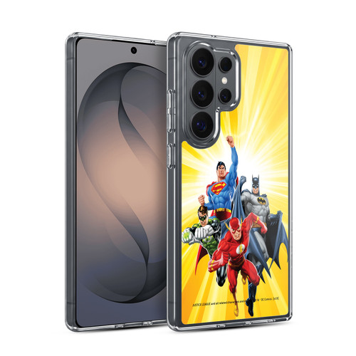 Justice League DC Comics Airbrushed Heroes Yellow Soft Gel Case for Samsung Galaxy S26 Ultra