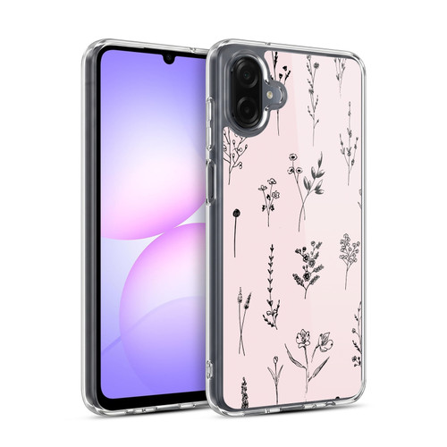 Anis Illustration Wildflowers Light Pink Soft Gel Case for Samsung Galaxy A07 4G