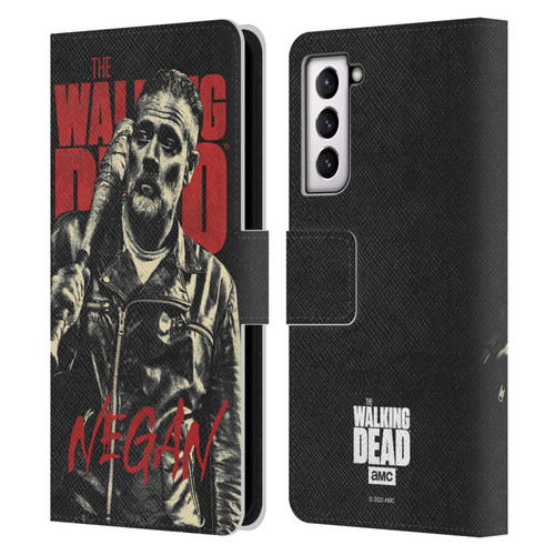 AMC The Walking Dead Season 10 Character Portraits Negan Leather Book Wallet Case Cover For Samsung Galaxy S21 5G