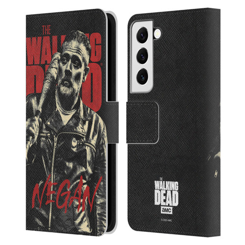 AMC The Walking Dead Season 10 Character Portraits Negan Leather Book Wallet Case Cover For Samsung Galaxy S22 5G