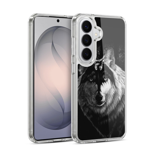 Stanley Morrison Black And White Gray Wolf With Dragon Marking Soft Gel Case for Samsung Galaxy S26