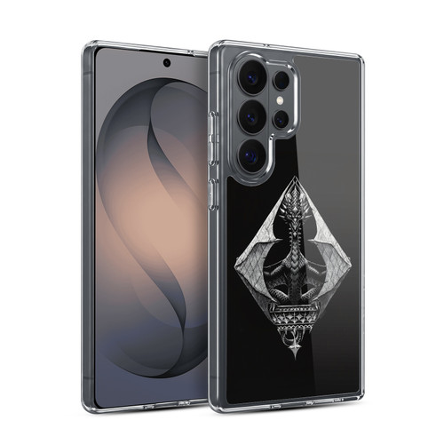 Stanley Morrison Black And White Gothic Diamond Dragon Soft Gel Case for Samsung Galaxy S26 Ultra