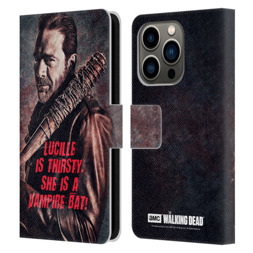 AMC The Walking Dead Negan Lucille Vampire Bat Leather Book Wallet Case Cover For Apple iPhone 14 Pro
