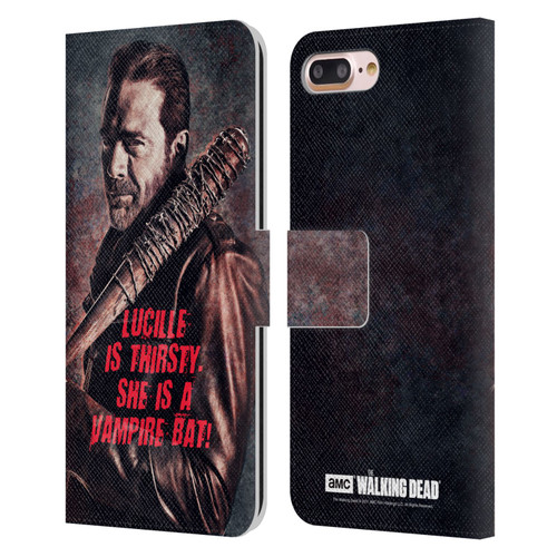 AMC The Walking Dead Negan Lucille Vampire Bat Leather Book Wallet Case Cover For Apple iPhone 7 Plus / iPhone 8 Plus