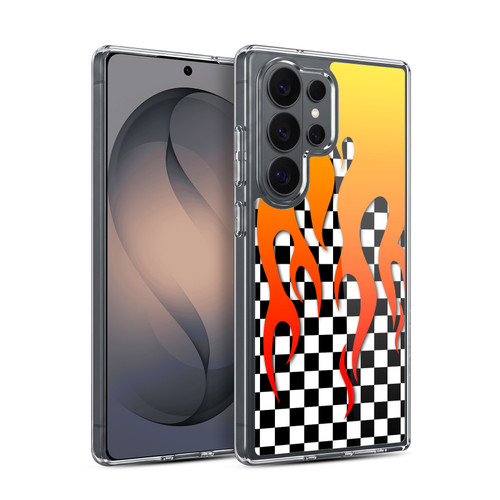 Head Case Designs Checkerboard Patterns Flame Soft Gel Case for Samsung Galaxy S26 Ultra