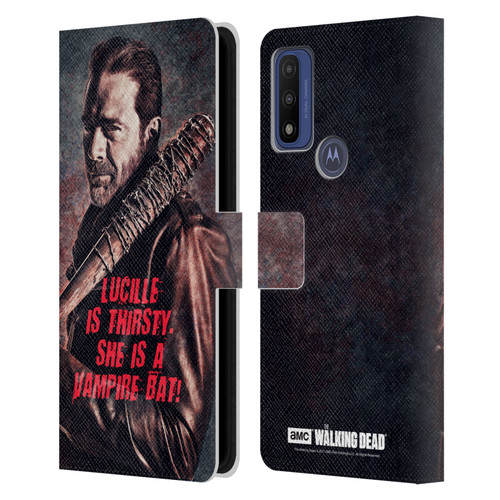 AMC The Walking Dead Negan Lucille Vampire Bat Leather Book Wallet Case Cover For Motorola G Pure