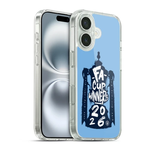 Manchester City Man City FC 2026 Cup Champions City Graphic Soft Gel Case for Apple iPhone 16 & MagSafe