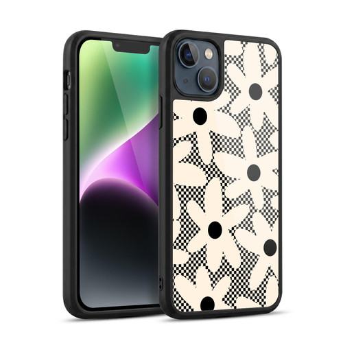 Kierkegaard Design Studio Retro Abstract Patterns Daisy Black Cream Dots Check Gel Armour Case For Apple iPhone 14 Plus