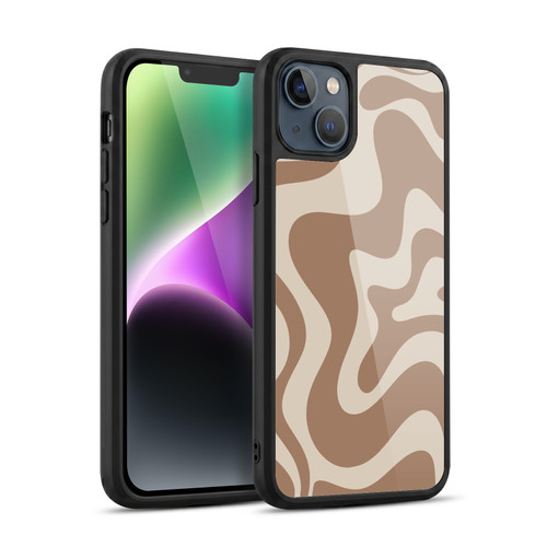 Kierkegaard Design Studio Retro Abstract Patterns Milk Brown Beige Swirl Gel Armour Case For Apple iPhone 14 Plus