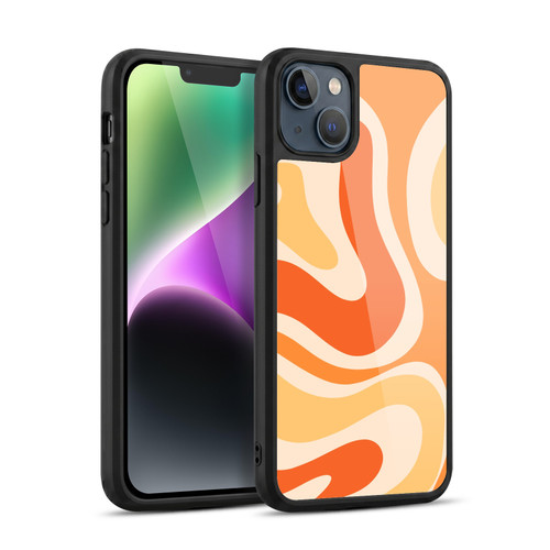 Kierkegaard Design Studio Retro Abstract Patterns Modern Orange Tangerine Swirl Gel Armour Case For Apple iPhone 14 Plus
