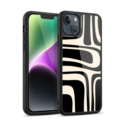 Kierkegaard Design Studio Retro Abstract Patterns Palm Springs Black Cream Gel Armour Case For Apple iPhone 14 Plus