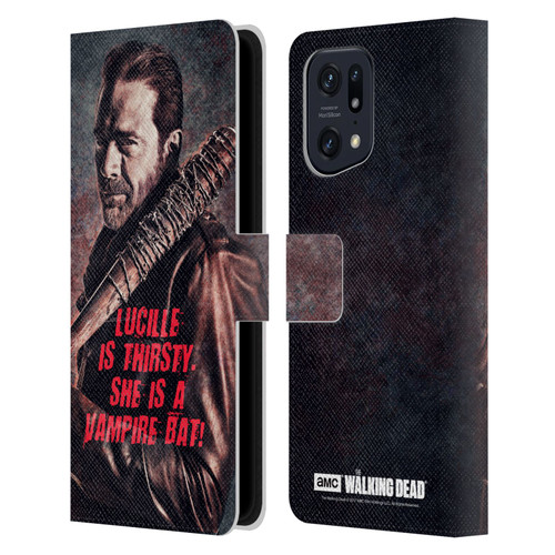 AMC The Walking Dead Negan Lucille Vampire Bat Leather Book Wallet Case Cover For OPPO Find X5