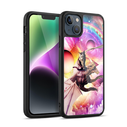 Random Galaxy Mixed Designs Space Dragon & Cat Gel Armour Case For Apple iPhone 14 Plus