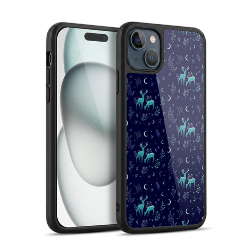 Episodic Drawing Pattern Deers In The Moonlight Gel Armour Case For Apple iPhone 15 Plus