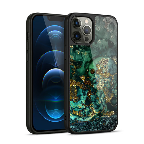 UtArt Malachite Emerald Gold And Seafoam Green Gel Armour Case For Apple iPhone 12 Pro Max
