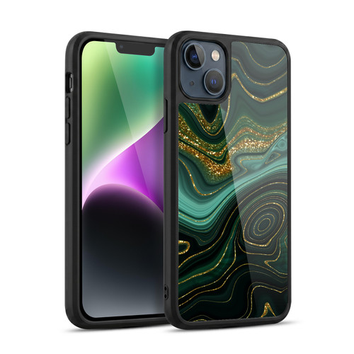 UtArt Malachite Emerald Gilded Teal Gel Armour Case For Apple iPhone 14 Plus