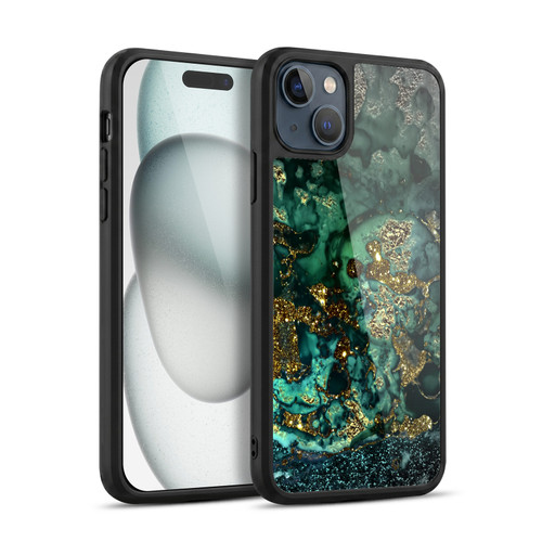 UtArt Malachite Emerald Gold And Seafoam Green Gel Armour Case For Apple iPhone 15 Plus