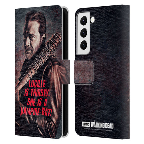 AMC The Walking Dead Negan Lucille Vampire Bat Leather Book Wallet Case Cover For Samsung Galaxy S22 5G