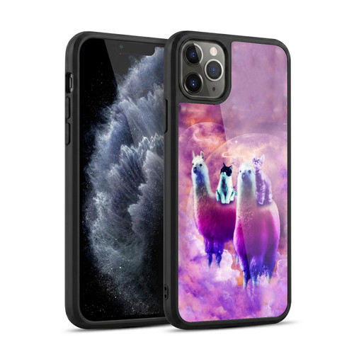 Random Galaxy Space Llama Kitty & Cat Gel Armour Case For Apple iPhone 11 Pro Max
