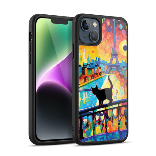 Michael David Ward Psychedelic Art Cat In Midnight Paris Gel Armour Case For Apple iPhone 14 Plus