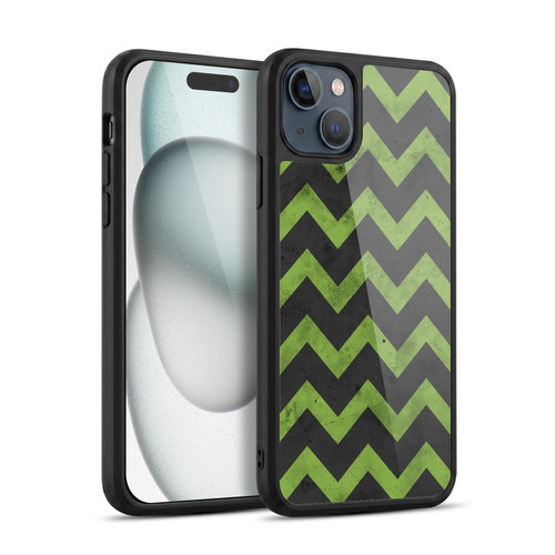 PLdesign Geometric Patterns Green Gray Vintage Gel Armour Case For Apple iPhone 15 Plus