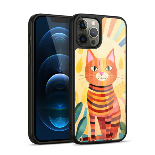 LebensArt Mix Art Stripes Whimsy Cat Gel Armour Case For Apple iPhone 12 Pro Max