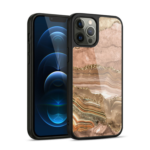 UtArt Wild Cat Marble Beige Gold Gel Armour Case For Apple iPhone 12 Pro Max