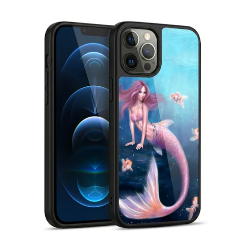 Rachel Anderson Art Pink Haired Mermaid With Goldfish Gel Armour Case For Apple iPhone 12 Pro Max
