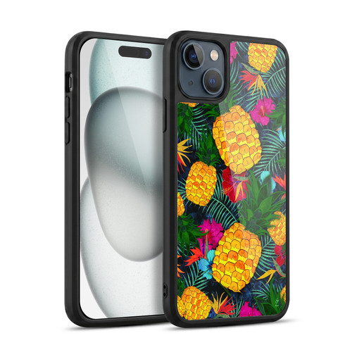 Suzan Lind Colours & Patterns Tropical Pineapple Gel Armour Case For Apple iPhone 15 Plus