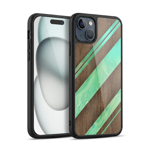 Alyn Spiller Wood & Resin Diagonal Stripes Gel Armour Case For Apple iPhone 15 Plus