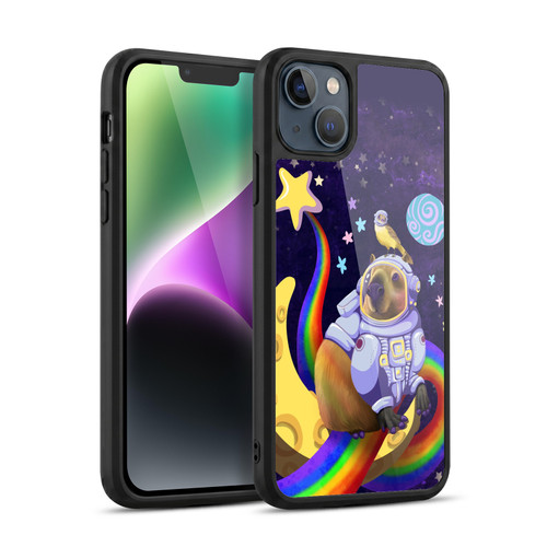 Carla Morrow Rainbow Animals Capybara Sitting On A Moon Gel Armour Case For Apple iPhone 14 Plus