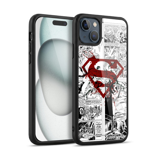 Superman DC Comics Comicbook Art Red Logo Splatter Gel Armour Case For Apple iPhone 15 Plus