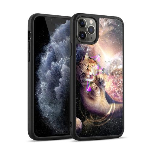 Random Galaxy Space Cat Reaching Big Pizza Gel Armour Case For Apple iPhone 11 Pro Max