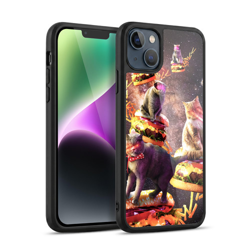 Random Galaxy Space Cat Burger & Fries Gel Armour Case For Apple iPhone 14 Plus