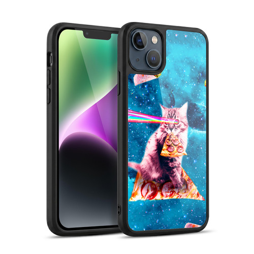 Random Galaxy Space Cat Lazer Eye & Pizza Gel Armour Case For Apple iPhone 14 Plus