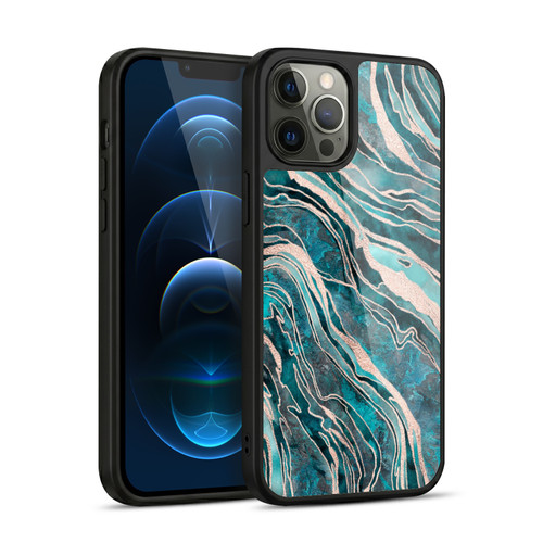 LebensArt Gemstone Marble Teal And Rosegold Gel Armour Case For Apple iPhone 12 Pro Max