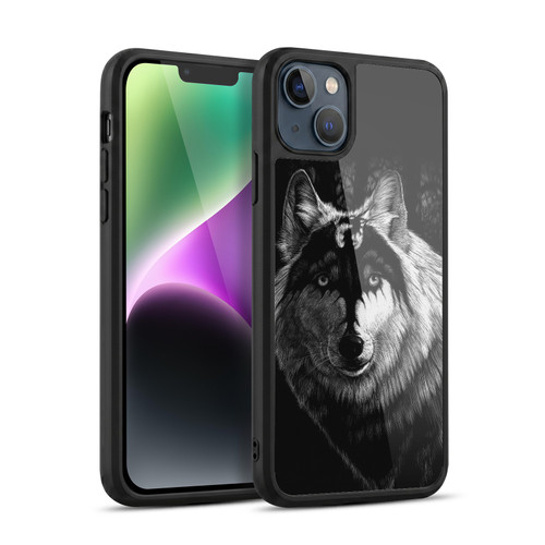 Stanley Morrison Black And White Gray Wolf With Dragon Marking Gel Armour Case For Apple iPhone 14 Plus