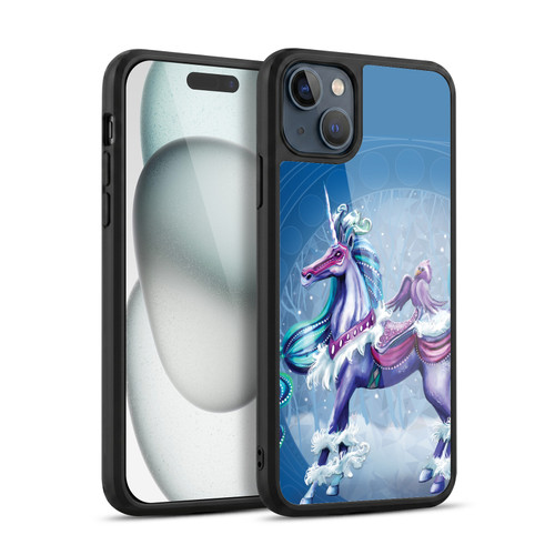 Rose Khan Unicorns Winter Blue Gel Armour Case For Apple iPhone 15 Plus