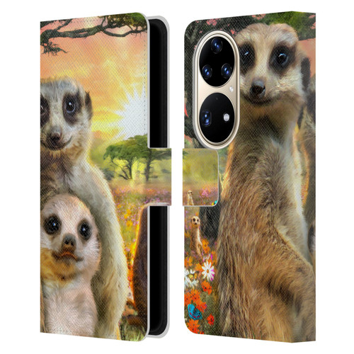 Aimee Stewart Animals Meerkats Leather Book Wallet Case Cover For Huawei P50 Pro