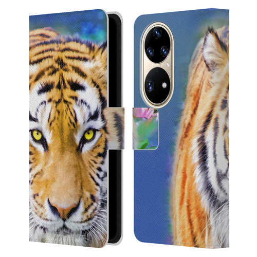 Aimee Stewart Animals Tiger Lily Leather Book Wallet Case Cover For Huawei P50 Pro