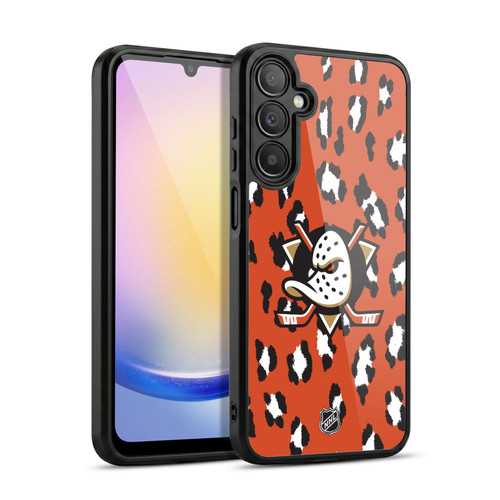 NHL Anaheim Ducks Leopard Pattern Gel Armour Case For Samsung Galaxy A25 5G