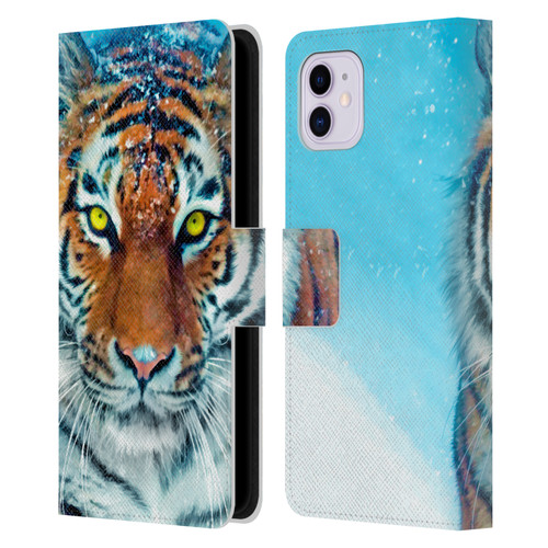 Aimee Stewart Animals Yellow Tiger Leather Book Wallet Case Cover For Apple iPhone 11