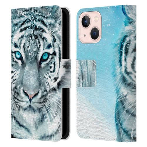 Aimee Stewart Animals White Tiger Leather Book Wallet Case Cover For Apple iPhone 13 Mini