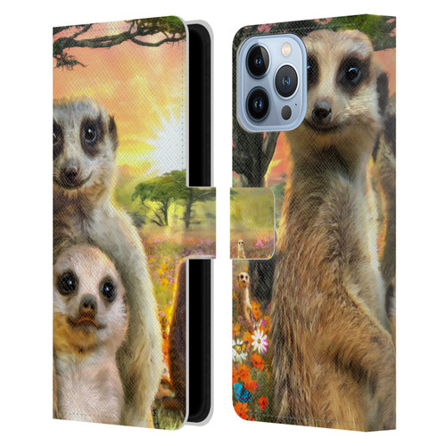 Aimee Stewart Animals Meerkats Leather Book Wallet Case Cover For Apple iPhone 13 Pro Max