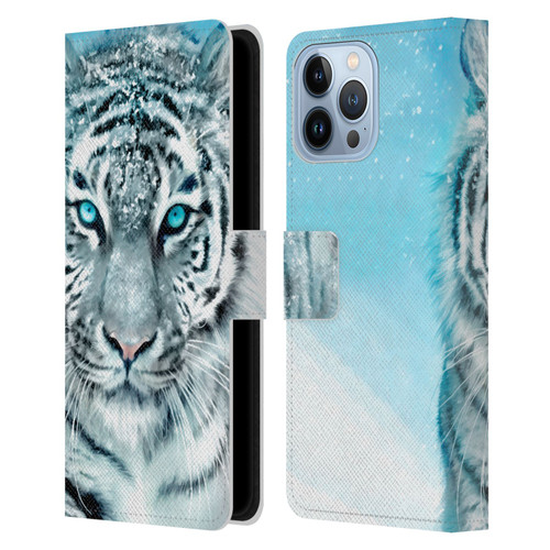 Aimee Stewart Animals White Tiger Leather Book Wallet Case Cover For Apple iPhone 13 Pro Max
