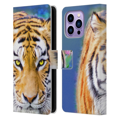 Aimee Stewart Animals Tiger Lily Leather Book Wallet Case Cover For Apple iPhone 14 Pro Max